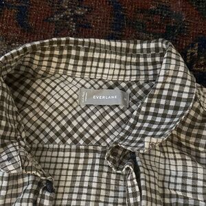 Everlane Men's Plaid Shirt - Black and White